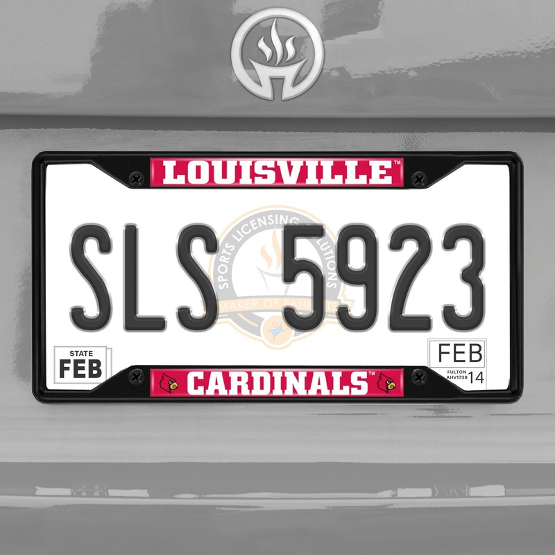 Fanmats Louisville Cardinals Metal License Plate Frame Black Finish