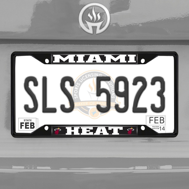 Fanmats Miami Heat Metal License Plate Frame Black Finish