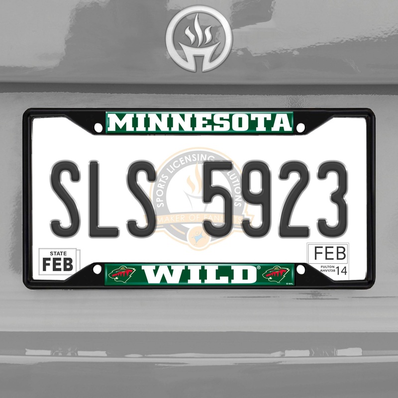 Fanmats Minnesota Wild Metal License Plate Frame Black Finish