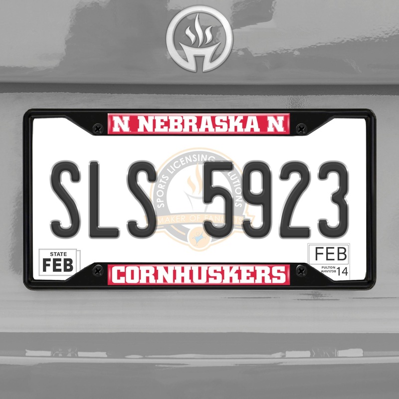 Fanmats Nebraska Cornhuskers Metal License Plate Frame Black Finish