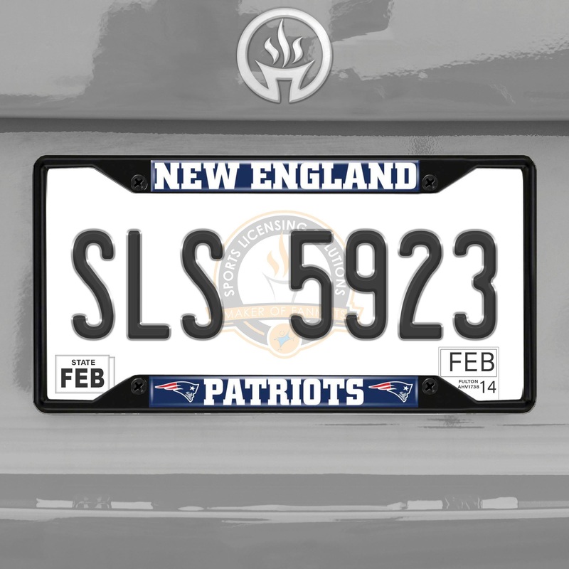 Fanmats New England Patriots Metal License Plate Frame Black Finish