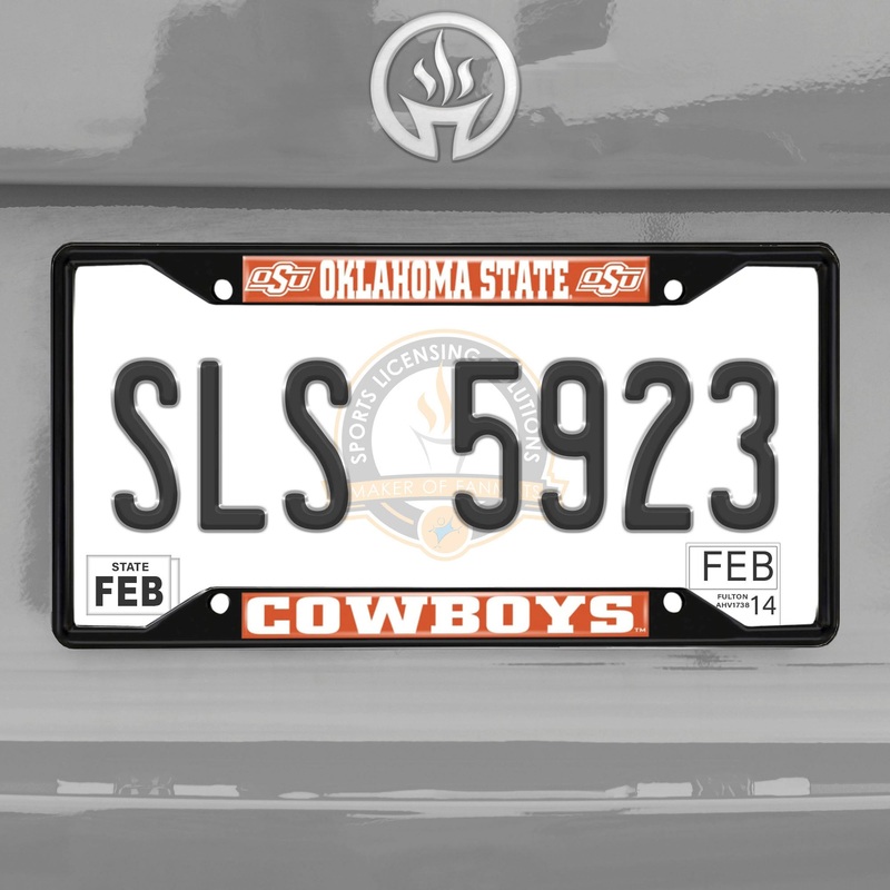 Fanmats Oklahoma State Cowboys Metal License Plate Frame Black Finish