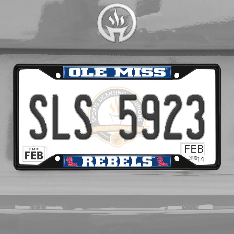 Fanmats Ole Miss Rebels Metal License Plate Frame Black Finish