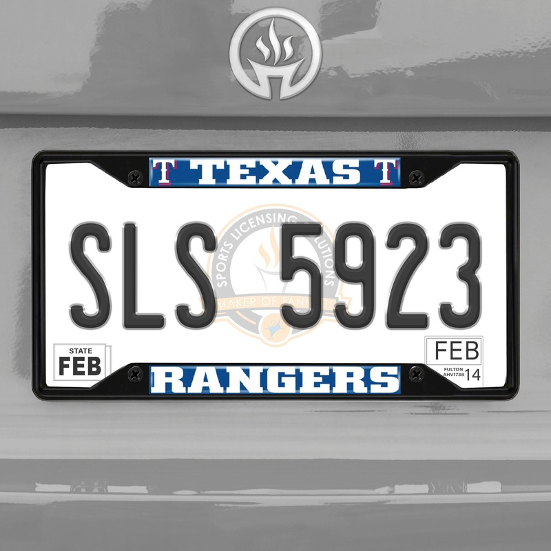 Fanmats Texas Rangers Metal License Plate Frame Black Finish