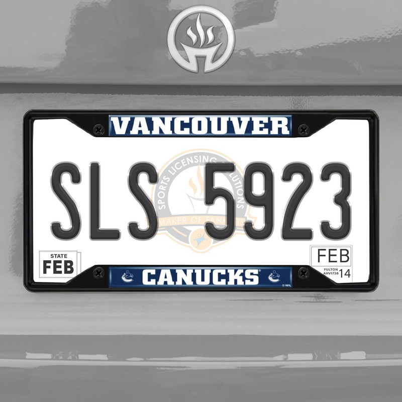 Fanmats Vancouver Canucks Metal License Plate Frame Black Finish