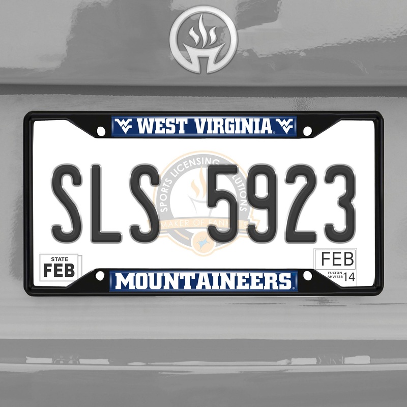 Fanmats West Virginia Mountaineers Metal License Plate Frame Black Finish