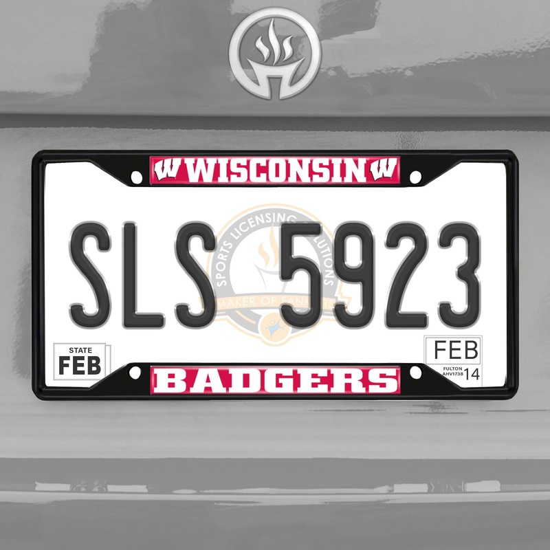 Fanmats Wisconsin Badgers Metal License Plate Frame Black Finish