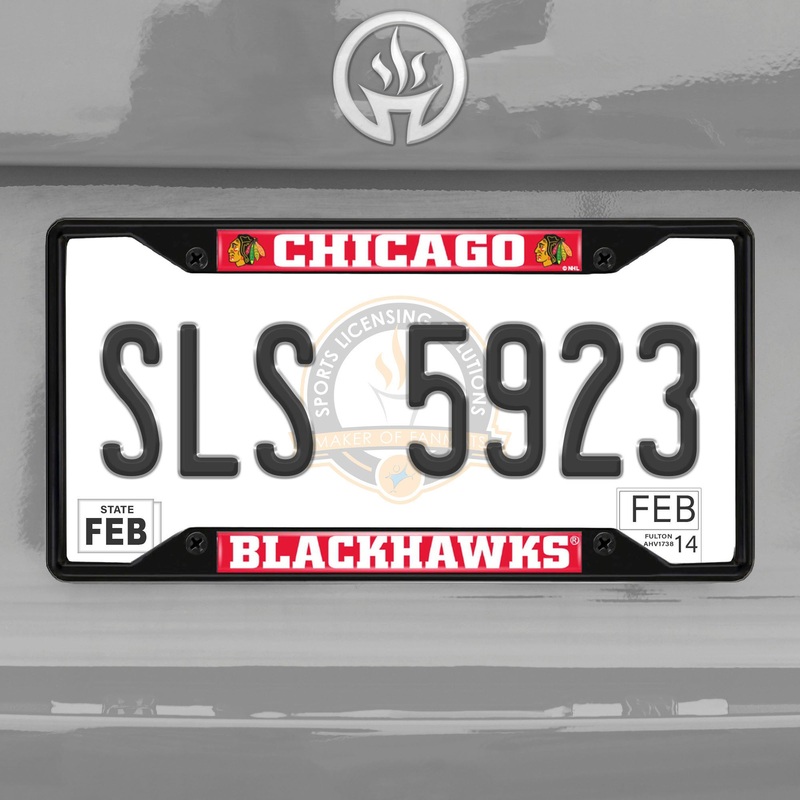 Fanmats Chicago Blackhawks Metal License Plate Frame Black Finish