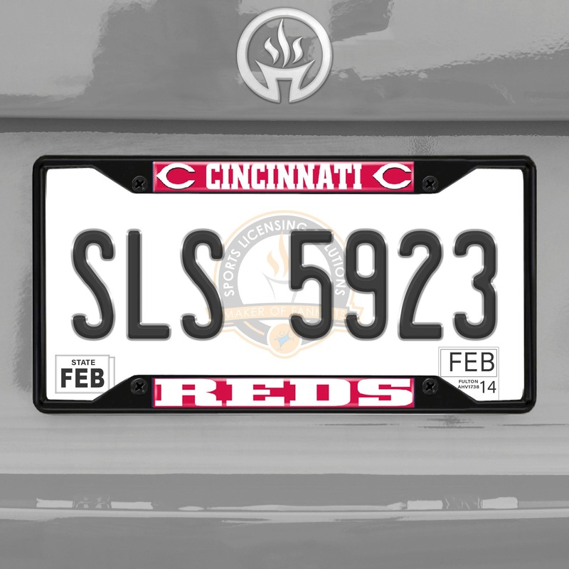 Fanmats Cincinnati Reds Metal License Plate Frame Black Finish