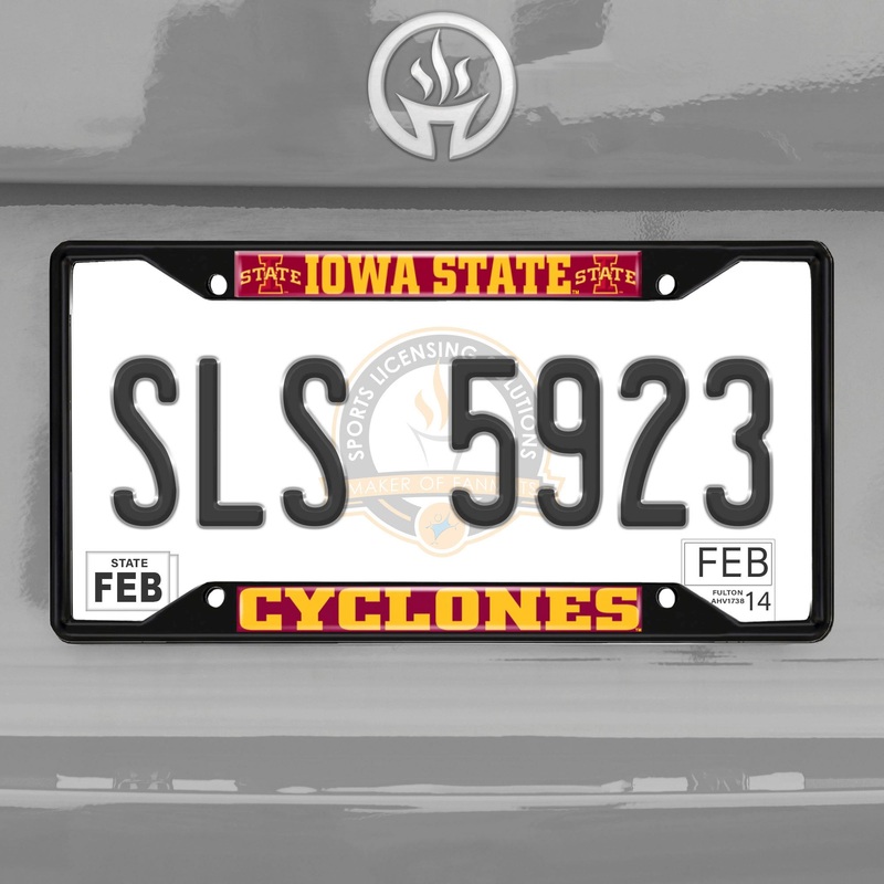 Fanmats Iowa State Cyclones Metal License Plate Frame Black Finish