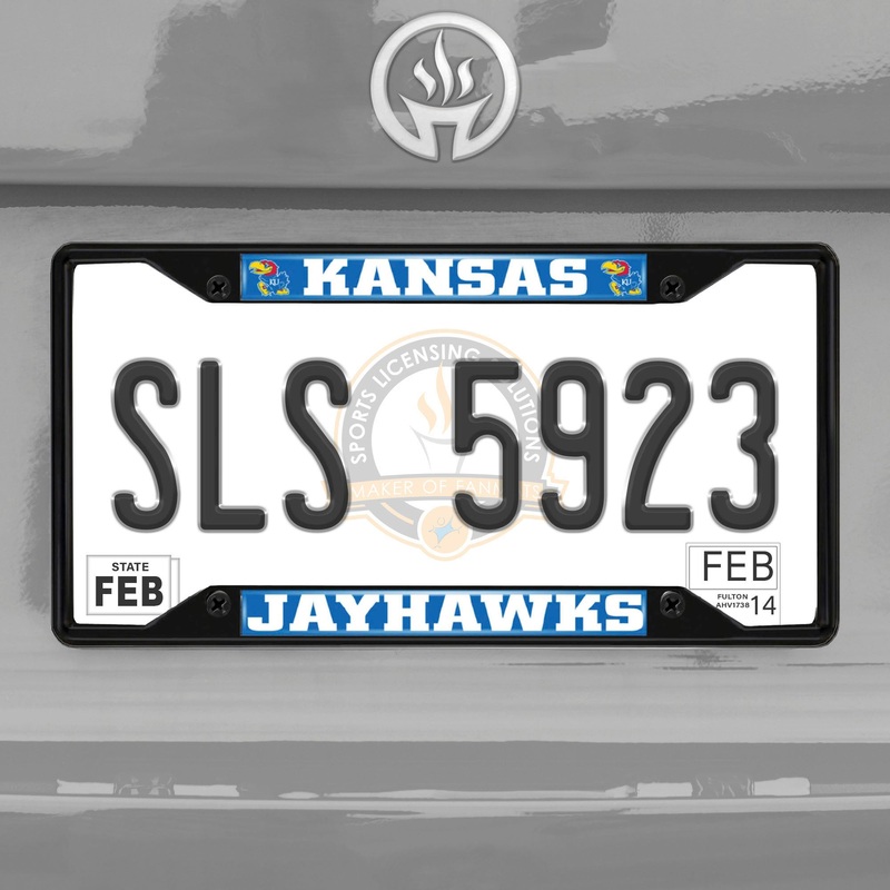 Fanmats Kansas Jayhawks Metal License Plate Frame Black Finish