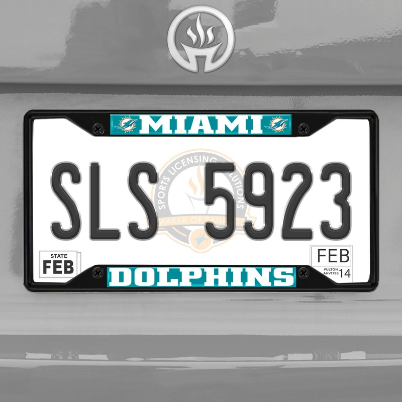 Fanmats Miami Dolphins Metal License Plate Frame Black Finish
