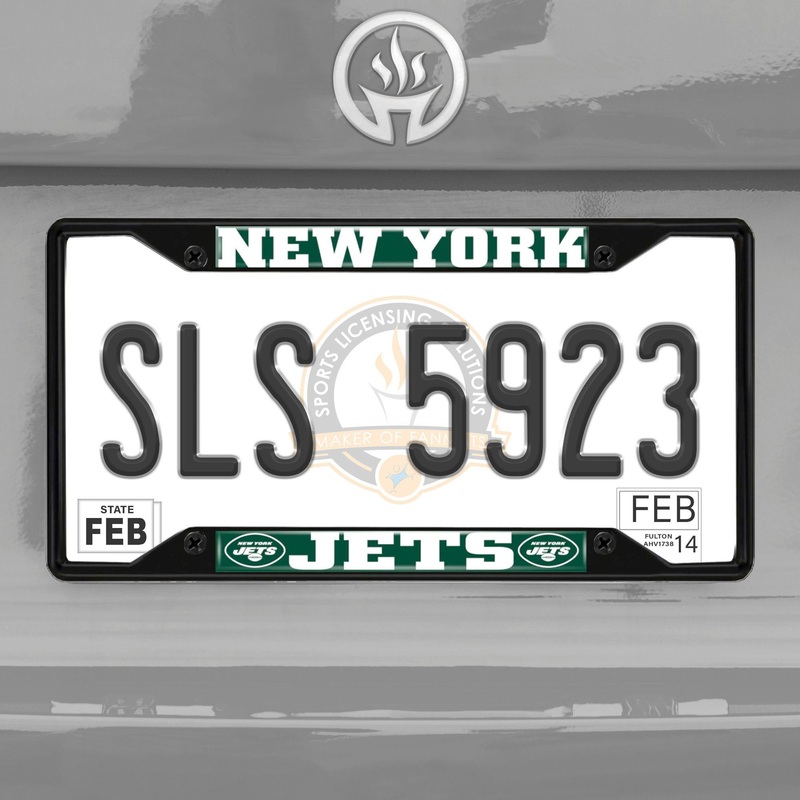 Fanmats New York Jets Metal License Plate Frame Black Finish