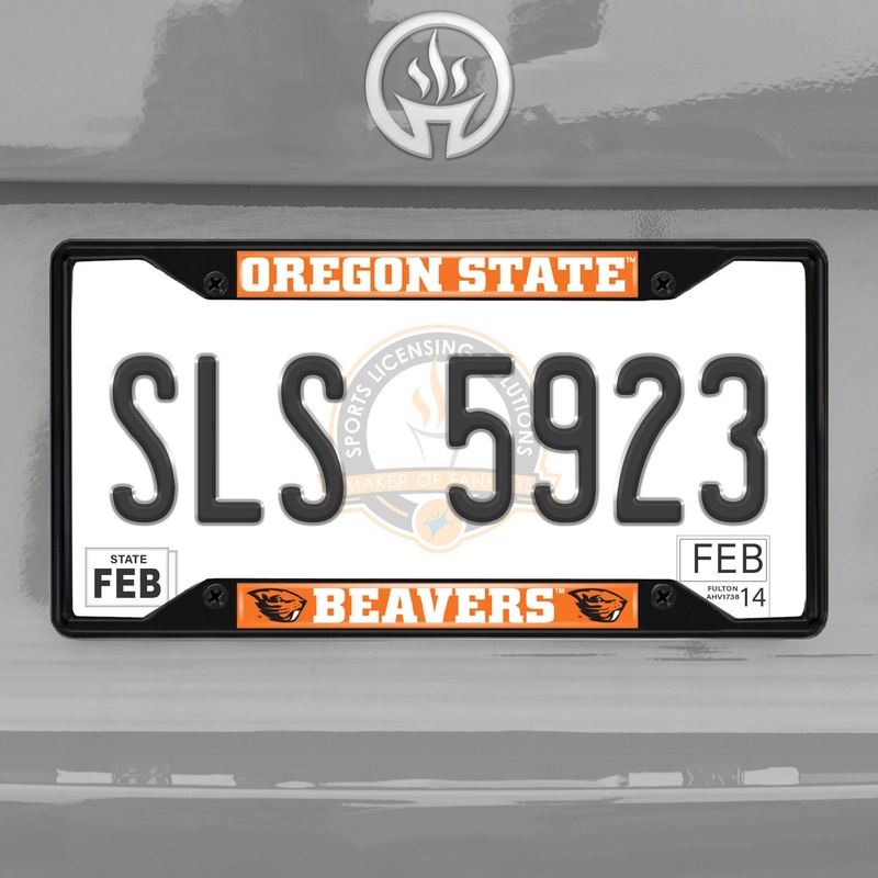 Fanmats Oregon State Beavers Metal License Plate Frame Black Finish