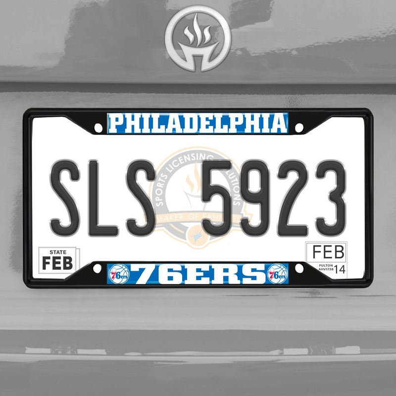Fanmats Philadelphia 76ers Metal License Plate Frame Black Finish