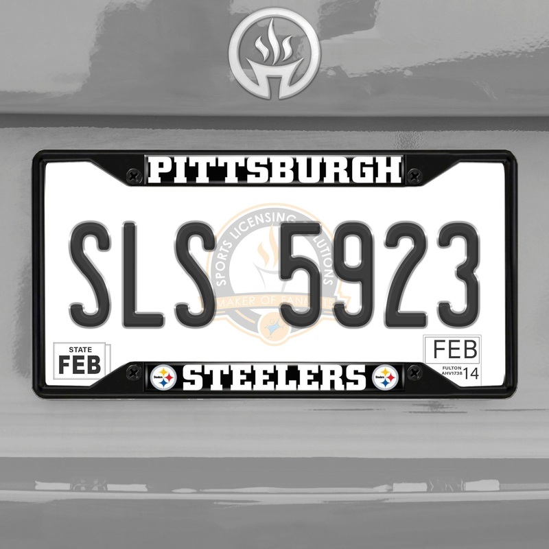 Fanmats Pittsburgh Steelers Metal License Plate Frame Black Finish