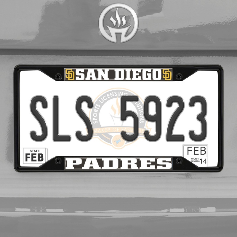 Fanmats San Diego Padres Metal License Plate Frame Black Finish