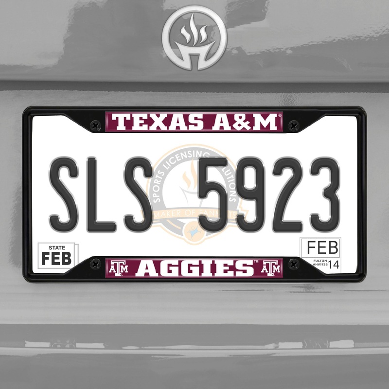 Fanmats Texas A&M Aggies Metal License Plate Frame Black Finish