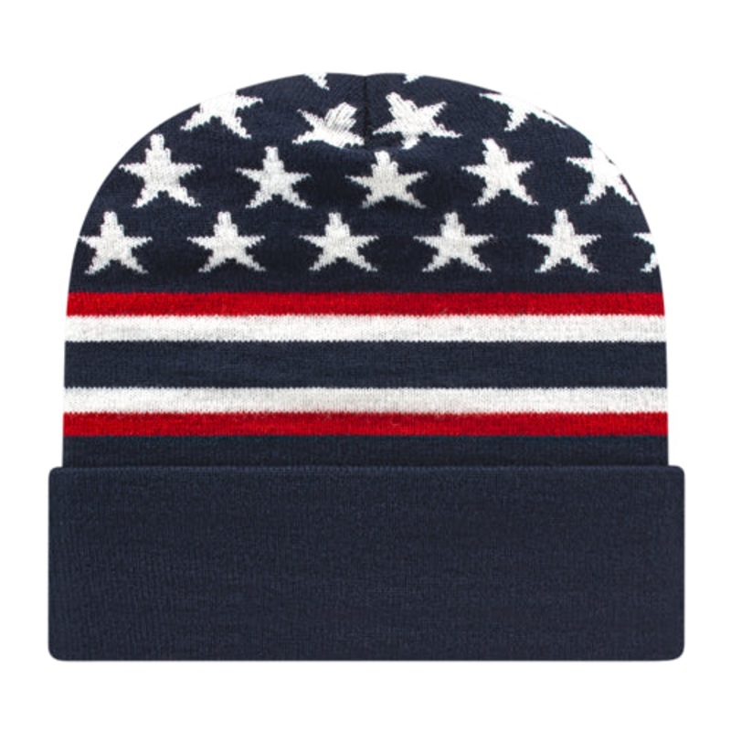 Cap America Flag Knit Cap with Cuff