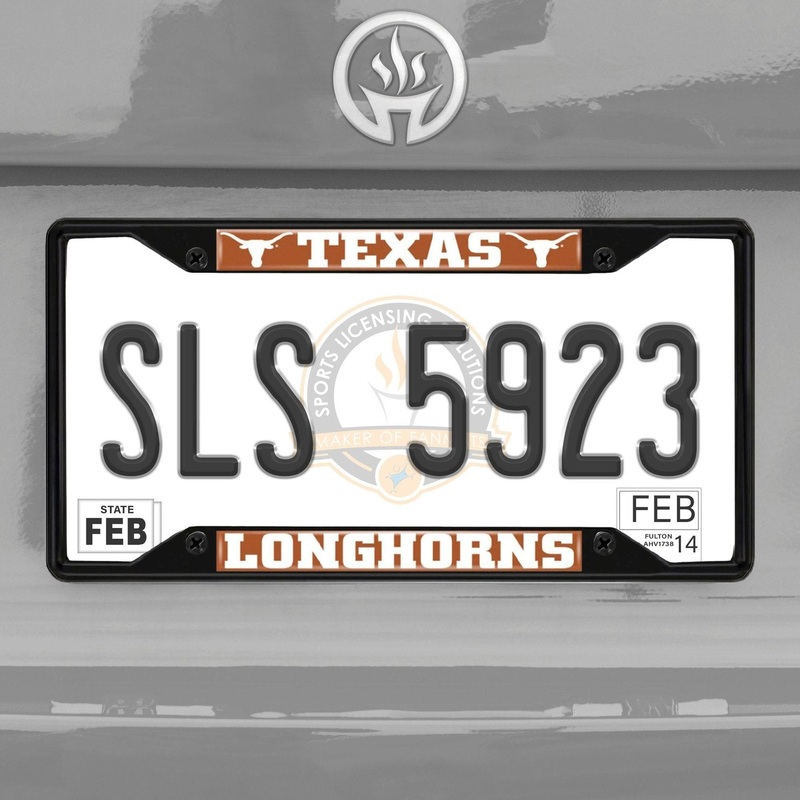 Fanmats Texas Longhorns Metal License Plate Frame Black Finish