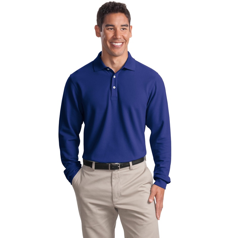 Port Authority Men’s Tall Long Sleeve EZCotton Pique Polo. TLK800LS