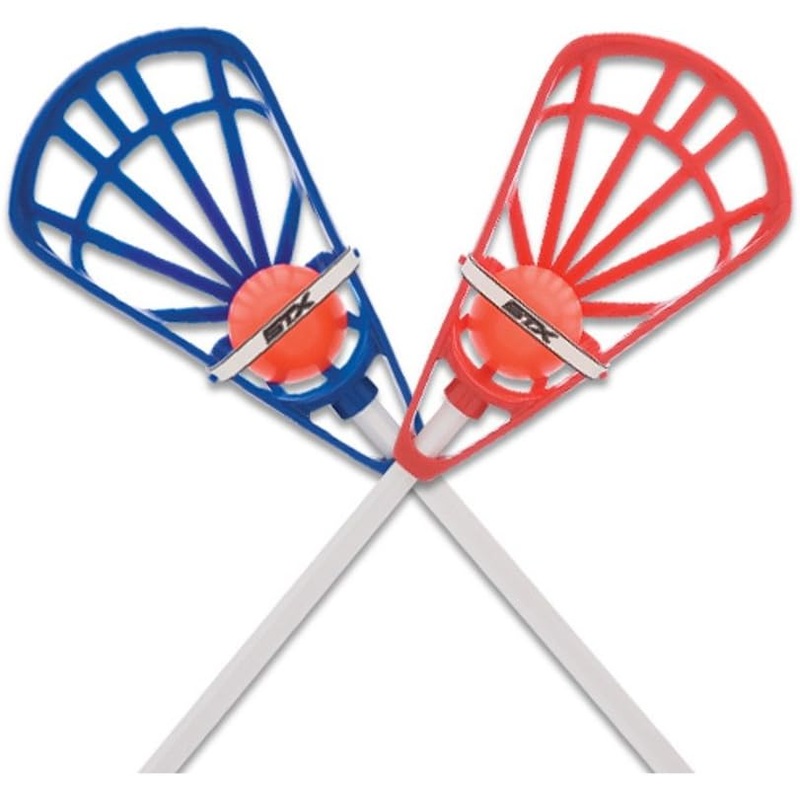 STX Deluxe Lacrosse Training Set – 12 sticks, 6 balls, Blue/Red