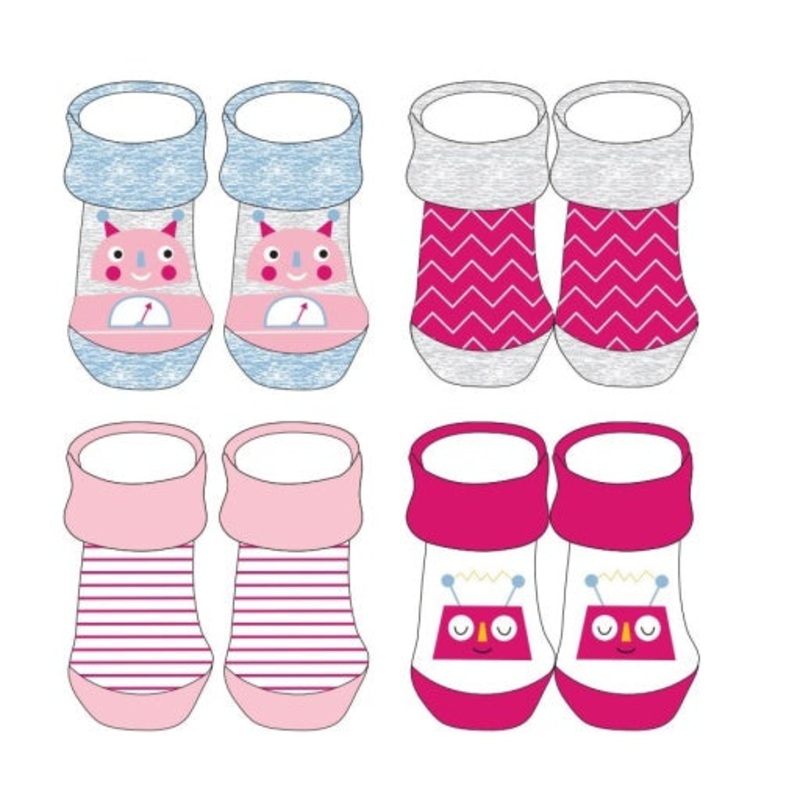 Tic-Tac-Toe Girl’s 4 Pack Infant S Non Terry Bootie Sock Box Set