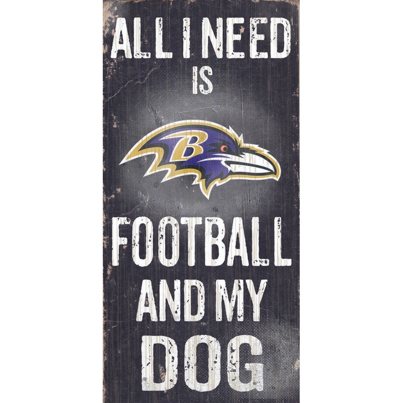Fan Creations Baltimore Ravens Football and Dog Wood Sign 6×12
