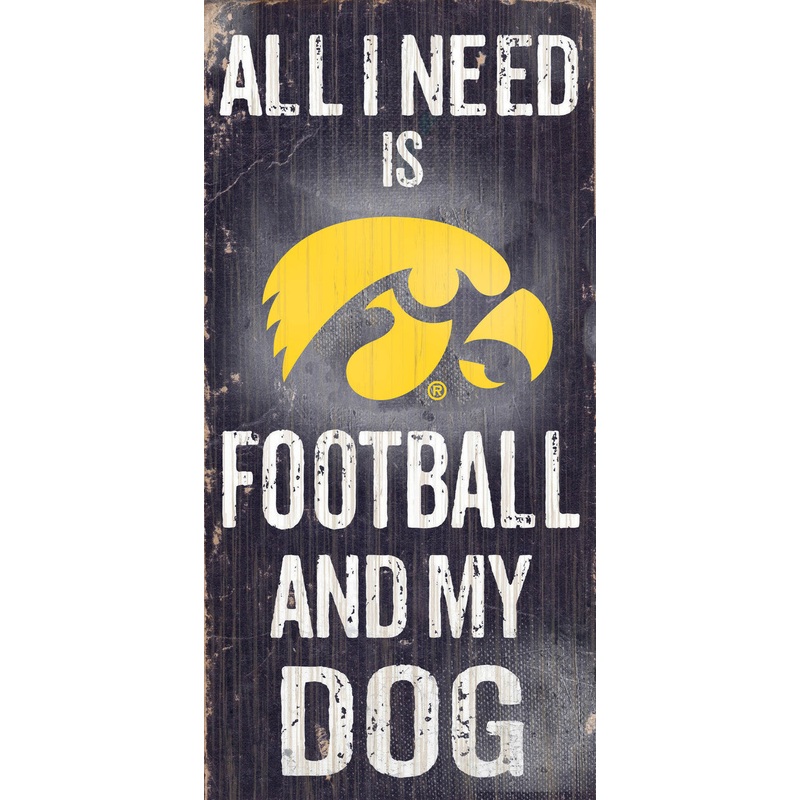 Fan Creations Iowa Hawkeyes Football and Dog Wood Sign 6×12