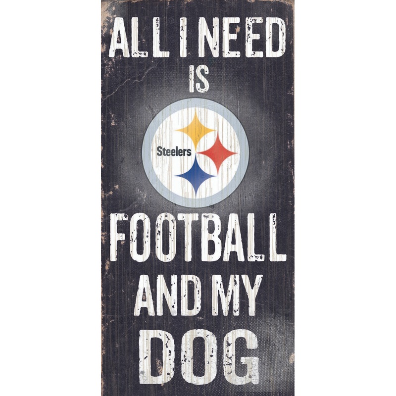 Fan Creations Pittsburgh Steelers Football and Dog Wood Sign 6×12