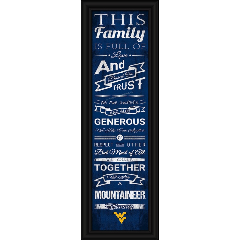 Prints Charming West Virginia Mountaineers Family Cheer Print 8×24