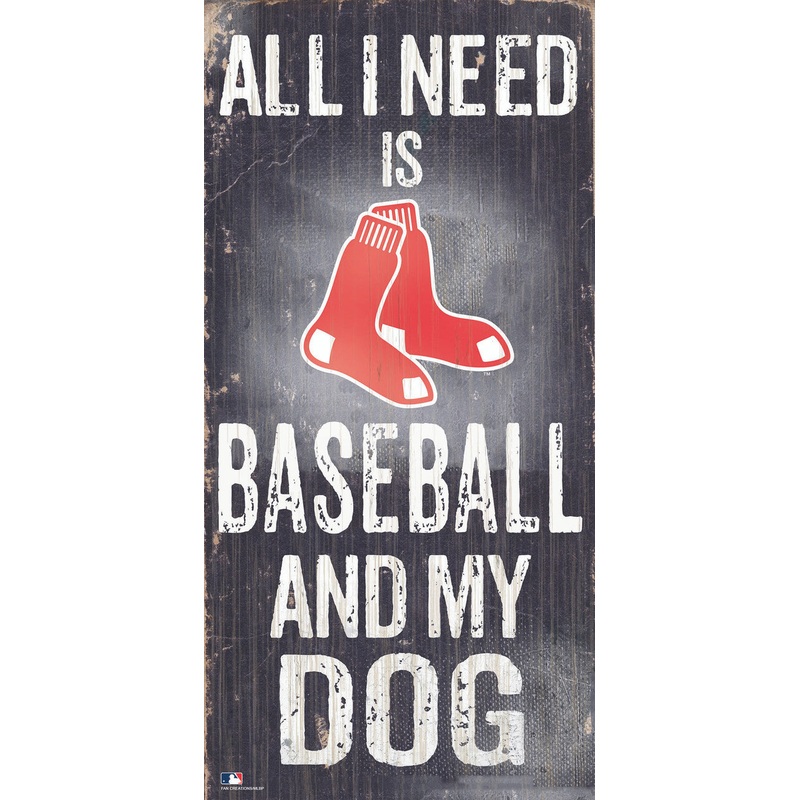 Fan Creations Boston Red Sox Baseball and Dog Wood Sign 6×12