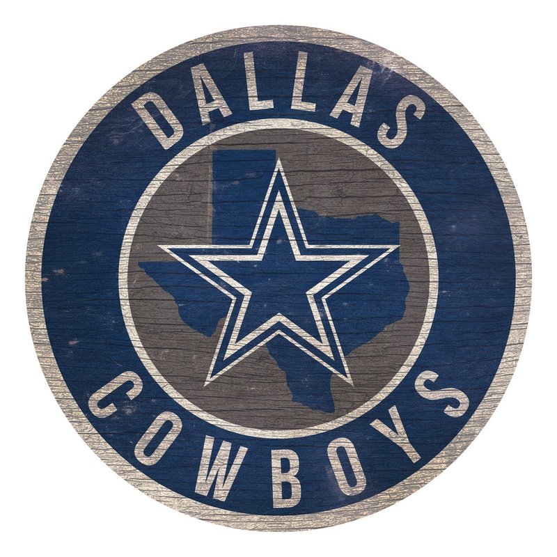 Fan Creations Dallas Cowboys 12 Inch Round State Design Wood Sign