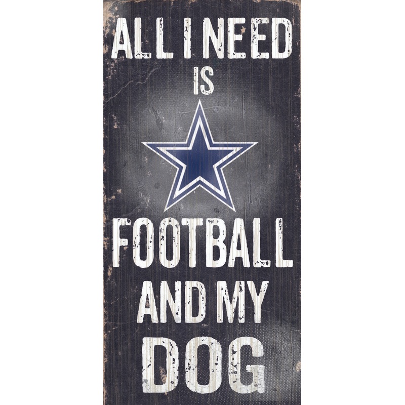 Fan Creations Dallas Cowboys Football and Dog Wood Sign 6×12