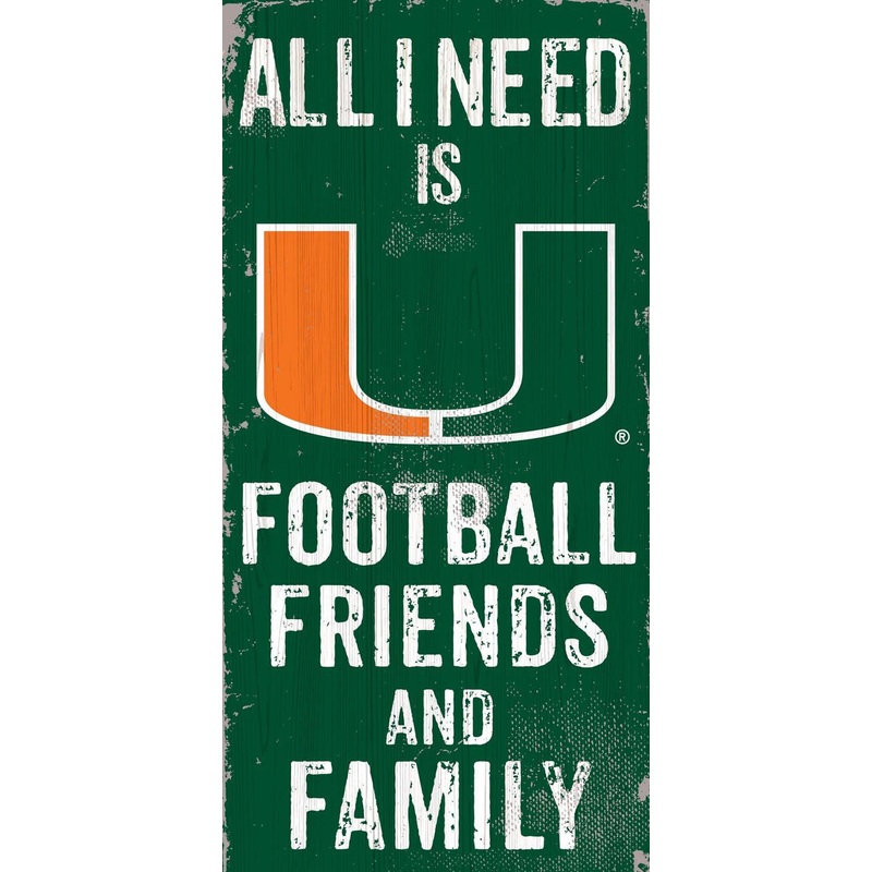 Fan Creations Miami Hurricanes Football Friends and Family Wood Sign 6×12