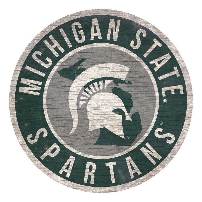 Fan Creations Michigan State Spartans 12 Inch Round State Design Wood Sign