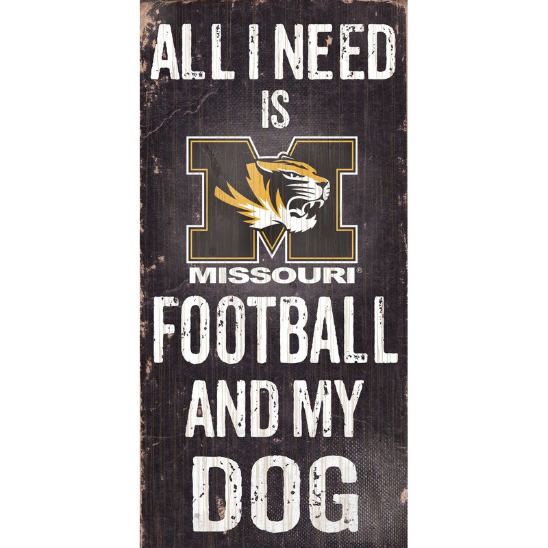 Fan Creations Missouri Tigers  Football and Dog Wood Sign 6×12