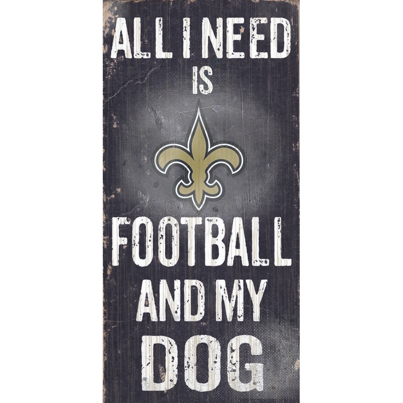 Fan Creations New Orleans Saints Football and Dog Wood Sign 6×12