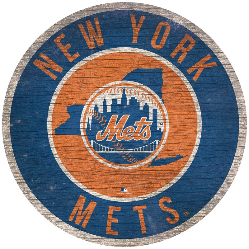 Fan Creations New York Mets 12 Inch Round State Design Wood Sign
