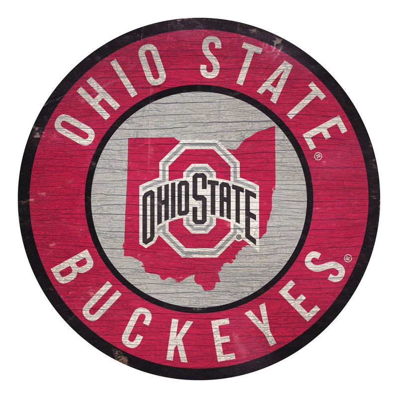 Fan Creations Ohio State Buckeyes 12 Inch Round Wood Sign State Design