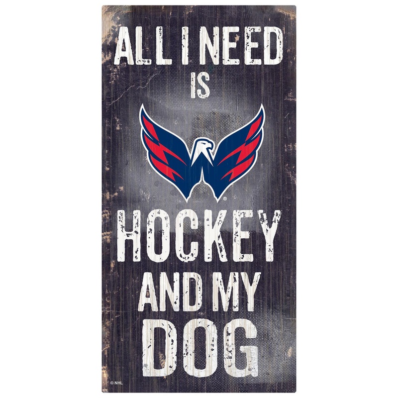 Fan Creations Washington Capitals Hockey and Dog Wood Sign 6×12