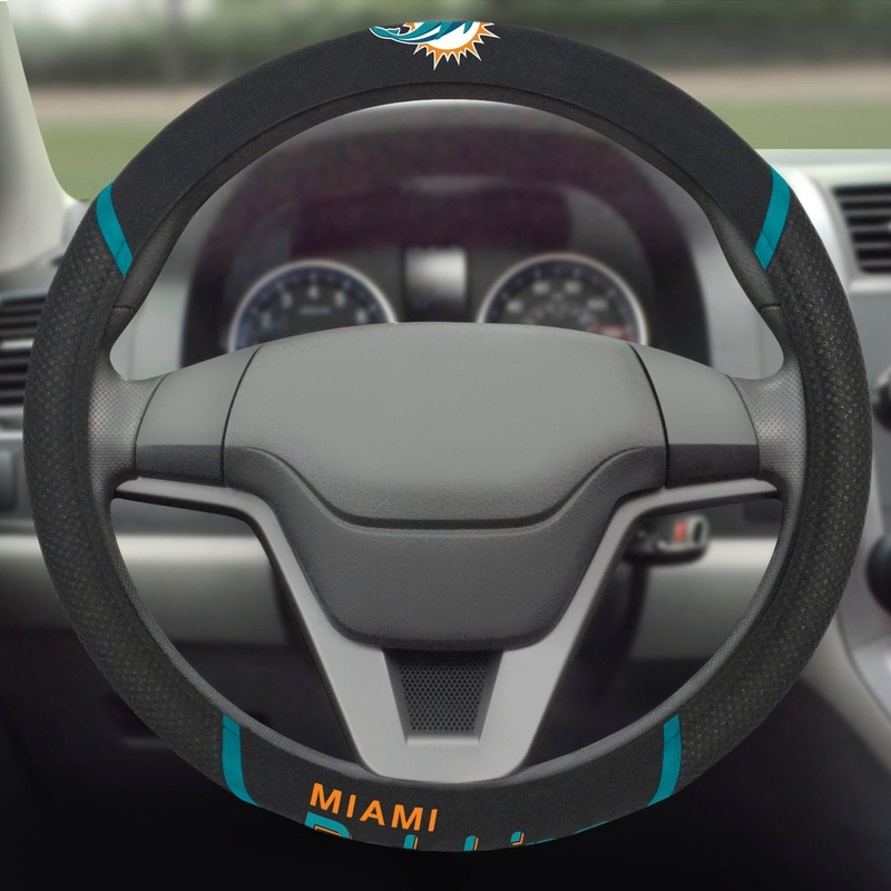 Fanmats Miami Dolphins Embroidered Steering Wheel Cover