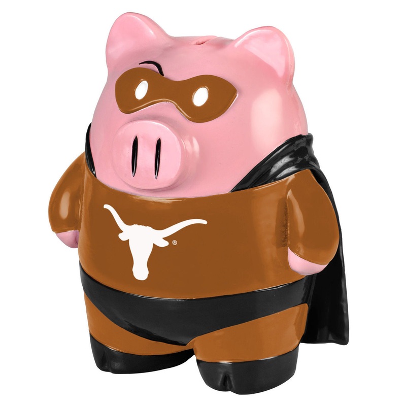 Forever Collectibles Texas Longhorns Large Stand Up Superhero Piggy Bank