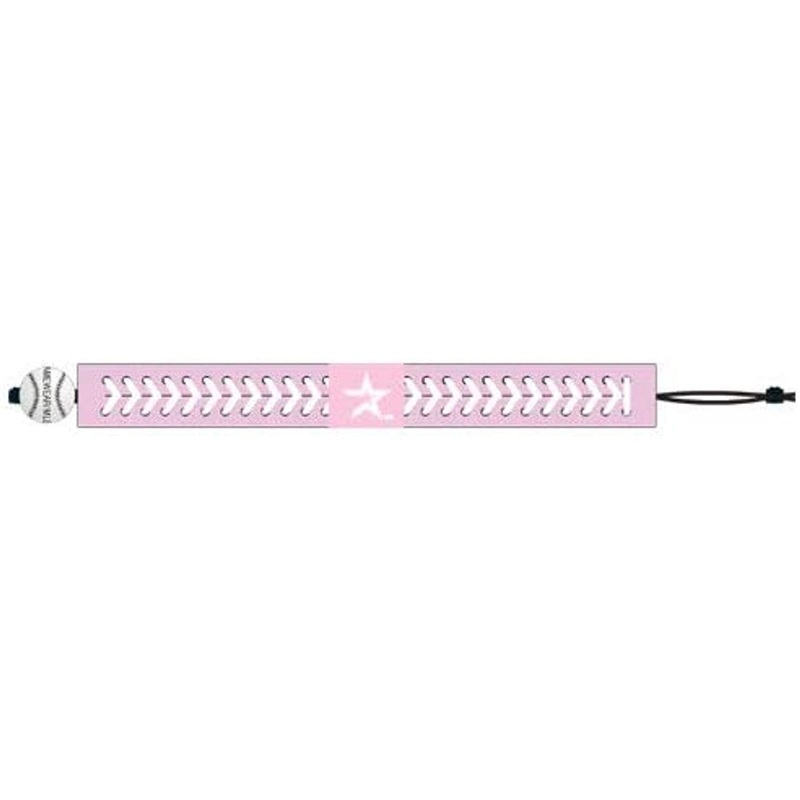Gamewear Houston Astros Pink Leather Baseball Bracelet