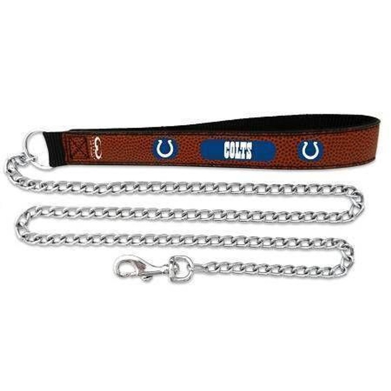 Gamewear Indianapolis Colts Leather Chain Football Pet Leash Size Large
