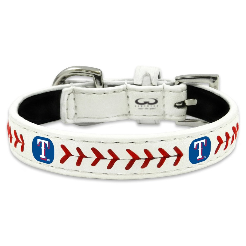 Gamewear Texas Rangers Classic Leather Baseball Pet Collar Size Toy