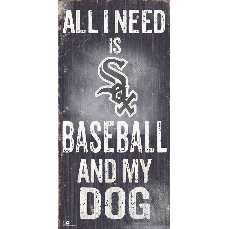 Fan Creations Chicago White Sox Baseball and Dog Wood Sign 6×12