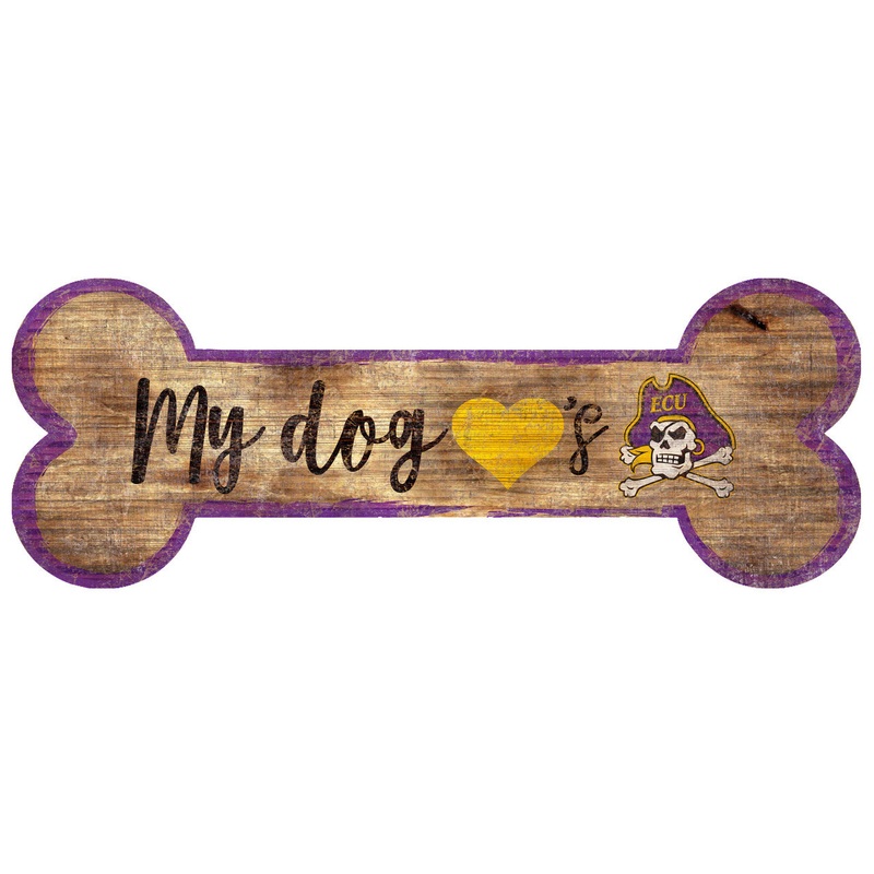 Fan Creations East Carolina Pirates Dog Bone Shape Wood Sign 6×12