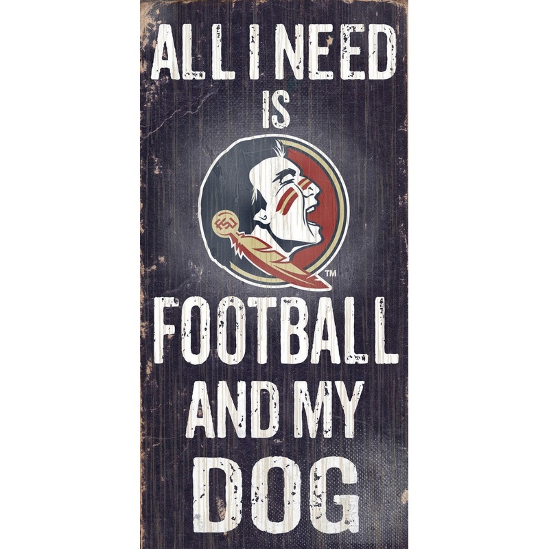 Fan Creations Florida State Seminoles Football and Dog Wood Sign 6×12
