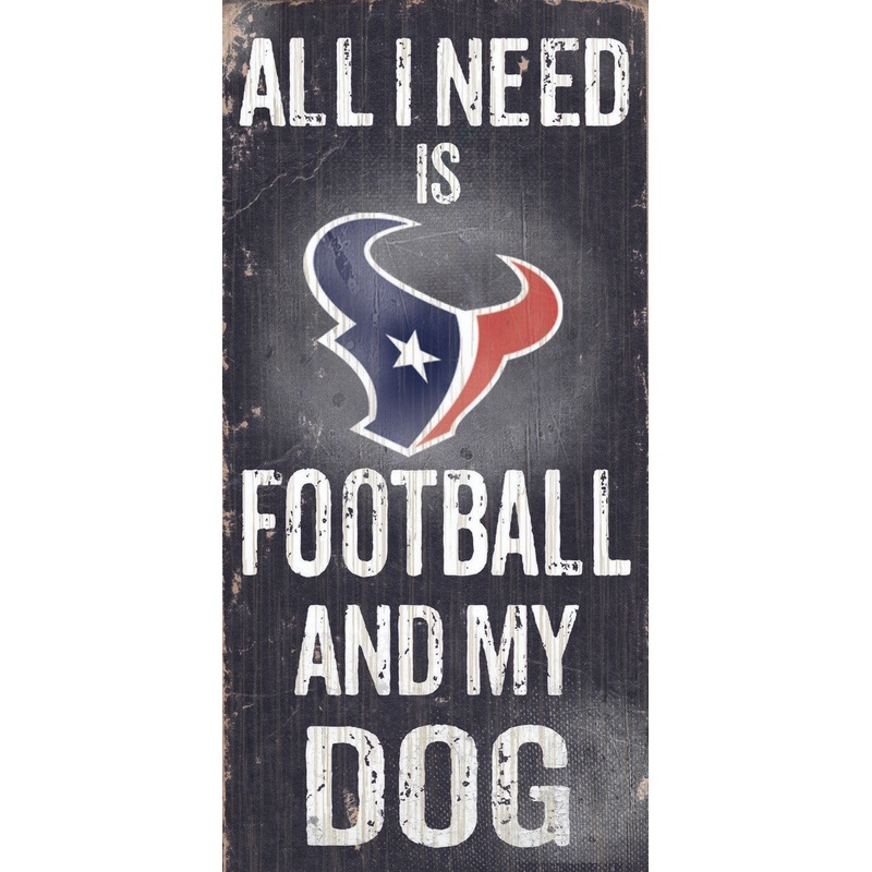 Fan Creations Houston Texans Football and Dog Wood Sign 6×12